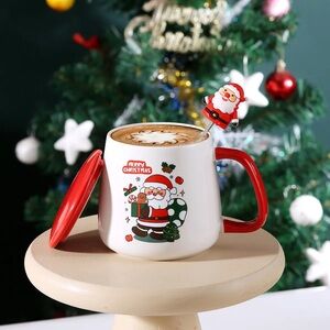 Santa Claus Christmas Mug with Lid (Gift for family , Friends and Colleagues)